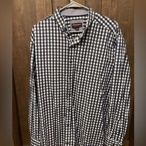 Johnston & Murphy Button Collar Shirt - Dark Blue/Navy Plaid - XL